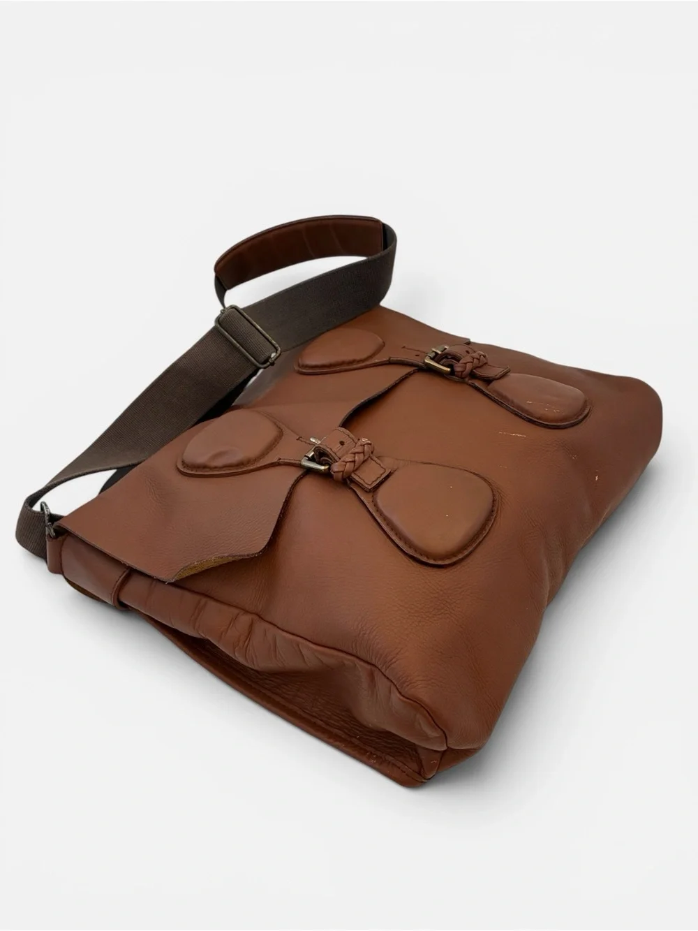 Yves Saint Laurent YSL Vintage Brown Leather Messenger Crossbody Bag